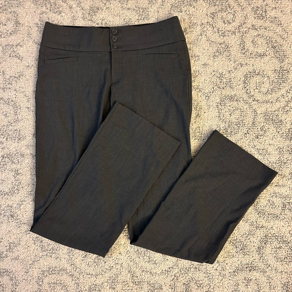 Chic Dark Gray Low Waisted Dress Pants
